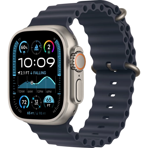 Apple Watch Ultra 2 GPS + Cellular 49mm Natural Titanium Case w. Navy Ocean Band (MX4D3)