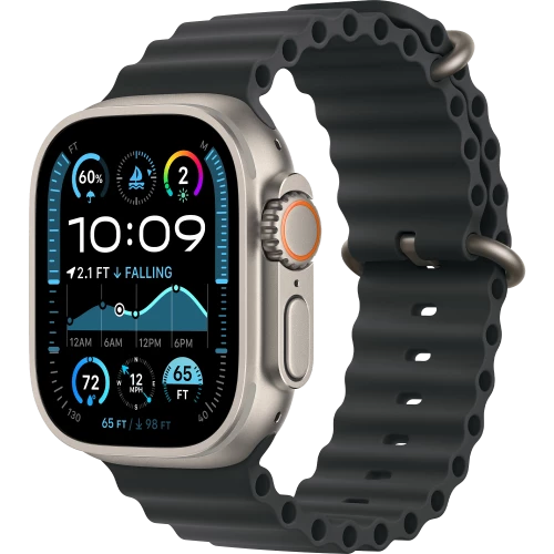 Apple Watch Ultra 2 GPS + Cellular 49mm Natural Titanium Case w. Black Ocean Band (MYT03+MXTL3)