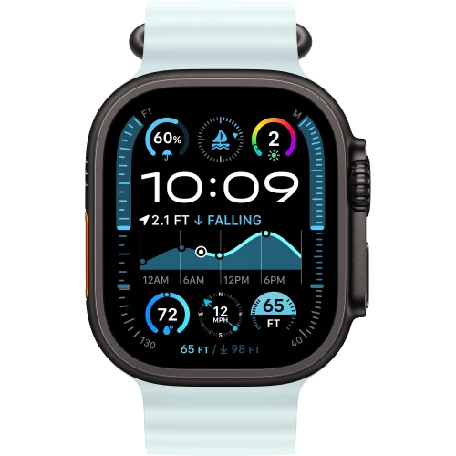 Apple Watch Ultra 2 GPS + Cellular 49mm Black Titanium Case w. Ice Blue Ocean Band (MYTC3+MYP83)