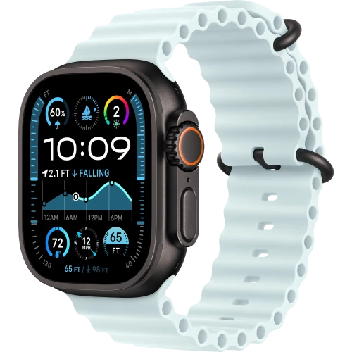 Apple Watch Ultra 2 GPS + Cellular 49mm Black Titanium Case w. Ice Blue Ocean Band (MYTC3+MYP83)