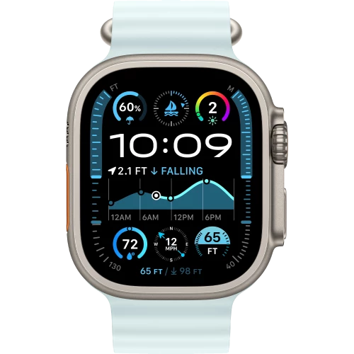 Apple Watch Ultra 2 GPS + Cellular 49mm Natural Titanium Case w. Ice Blue Ocean Band (MYT03+MXTF3)