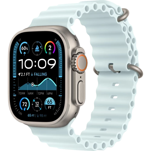 Apple Watch Ultra 2 GPS + Cellular 49mm Natural Titanium Case w. Ice Blue Ocean Band (MYT03+MXTF3)