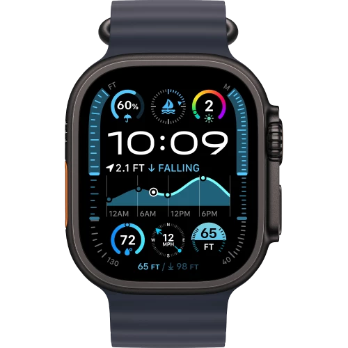 Apple Watch Ultra 2 GPS + Cellular 49mm Black Titanium Case w. Navy Ocean Band (MYTC3+MYPA3)