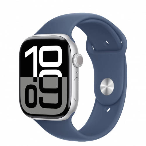 Apple Watch Series 10 GPS 46mm Silver Alu. Case w. Denim Sport Band - S/M (MWWL3)