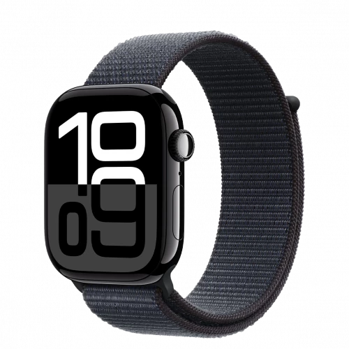 Apple Watch Series 10 GPS 46mm Jet Black Aluminum Case w. Ink Sport Loop (MWWR3)