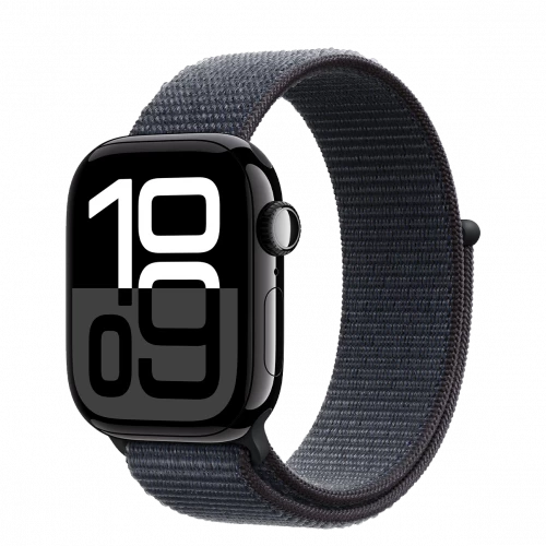 Apple Watch Series 10 GPS 42mm Jet Black Aluminum Case w. Ink Sport Loop (MWWG3)