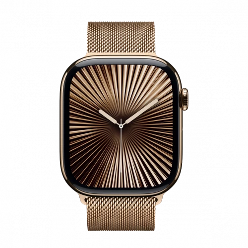 Apple Watch Series 10 GPS + Cellular 42mm Gold Titanium Case w. Gold Milanese Loop (MX083)