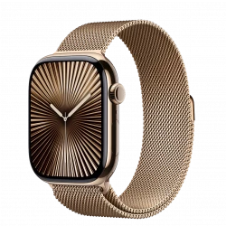 Apple Watch Series 10 GPS + Cellular 42mm Gold Titanium Case w. Gold Milanese Loop (MX083)