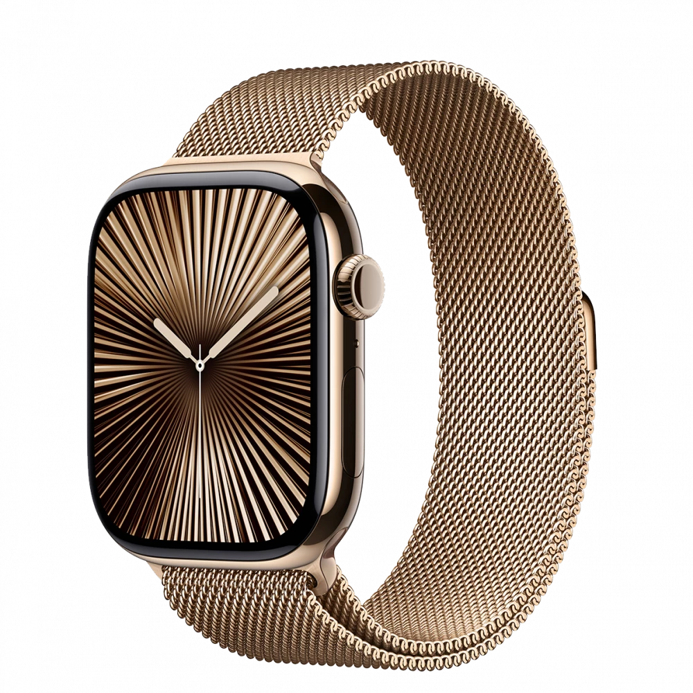 Apple Watch Series 10 GPS + Cellular 42mm Gold Titanium Case w. Gold Milanese Loop (MX083)