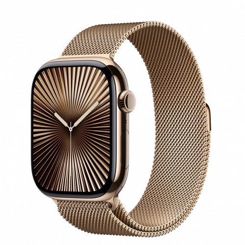 Apple Watch Series 10 GPS + Cellular 42mm Gold Titanium Case w. Gold Milanese Loop (MX083)