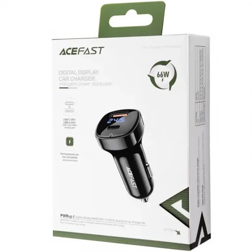 Acefast B4 Digital Display USB-C + USB-A 66w Black