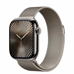 Apple Watch Series 10 GPS + Cellular 46mm Natural Titanium Case w. Natural Milanese Loop - S/M (MC7Q4)