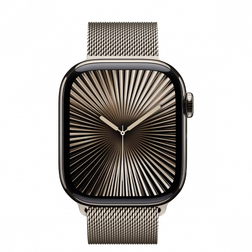 Apple Watch Series 10 GPS + Cellular 46mm Natural Titanium Case w. Natural Milanese Loop - M/L (MWYC3)