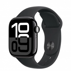 Apple Watch Series 10 GPS + Cellular 42mm Jet Black Alu. Case w. Black Sport Band - S/M (MWX63)