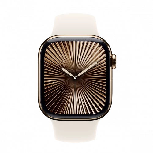 Apple Watch Series 10 GPS + Cellular 46mm Gold Titanium Case w. Starlight Sport Band - S/M (MWYX3)