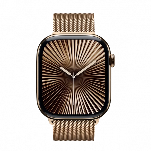 Apple Watch Series 10 GPS + Cellular 46mm Gold Titanium Case w. Gold Milanese Loop - S/M (MC7T4)
