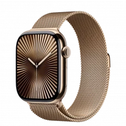 Apple Watch Series 10 GPS + Cellular 46mm Gold Titanium Case w. Gold Milanese Loop - S/M (MC7T4)