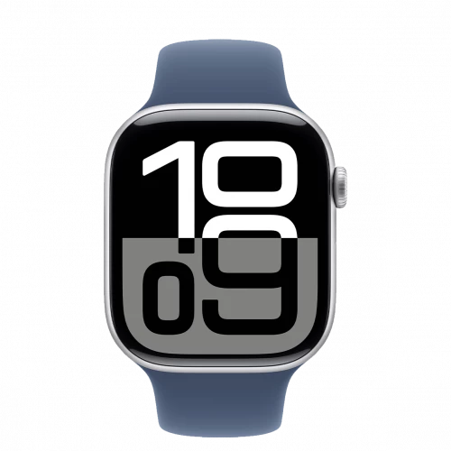 Apple Watch Series 10 GPS + Cellular 46mm Silver Alu. Case w. Denim Sport Band - M/L (MWY13)
