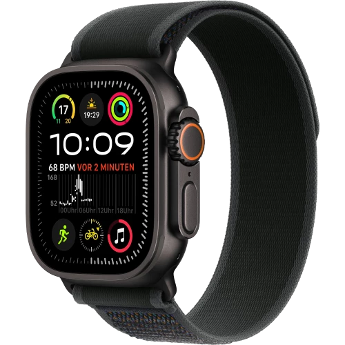 Apple Watch Ultra 2 GPS + Cellular 49mm Black Titan Case w. Black Trail Loop - S/M (MX4U3)
