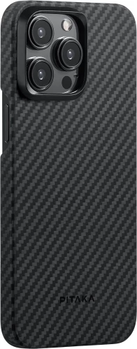 Чехол-накладка (карбоновый) Apple iPhone 15 Pro Max Pitaka MagEZ Case 4 Twill 1500D Black/Grey (KI1501PM)