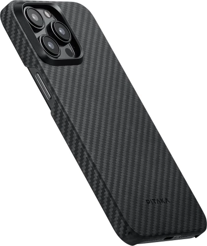 Чехол-накладка (карбоновый) Apple iPhone 15 Pro Max Pitaka MagEZ Case 4 Twill 1500D Black/Grey (KI1501PM)
