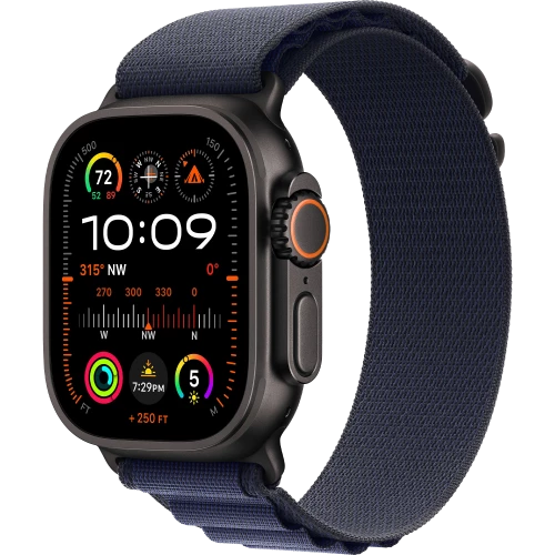 Apple Watch Ultra 2 GPS + Cellular 49mm Black Titan. Case w. Navy Alpine Loop - Small (MYTF3+MYPW3)