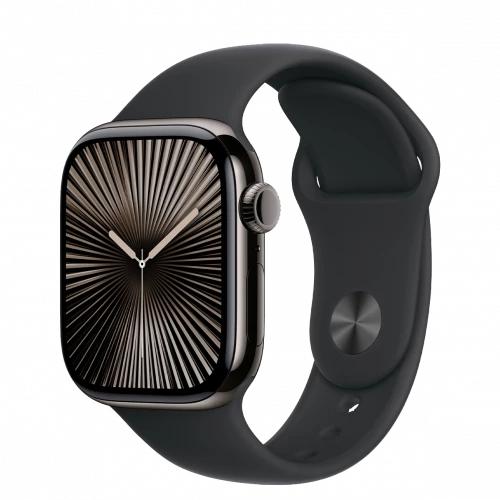 Apple Watch Series 10 GPS + Cellular 42mm Slate Titanium Case w. Black Sport Band - M/L (MWXH3)