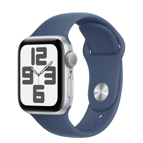 Apple Watch SE 2 GPS 40mm Silver Aluminium Case w. Denim Sport Band - M/L (MXED3)