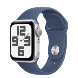 Apple Watch SE 2 GPS 40mm Silver Aluminium Case w. Denim Sport Band - S/M (MXEC3)
