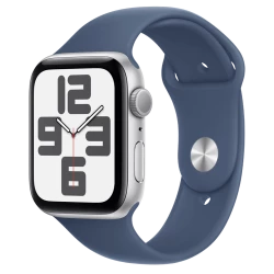Apple Watch SE 2 GPS 44mm Silver Aluminium Case w. Denim Sport Band - M/L (MXER3)