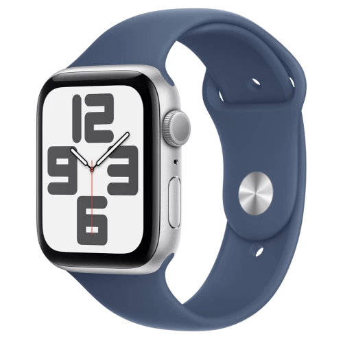 Apple Watch SE 2 GPS 44mm Silver Aluminium Case w. Denim Sport Band - M/L (MXER3)