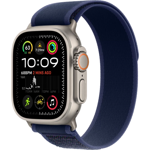 Apple Watch Ultra 2 GPS + Cellular 49mm Natural Titan. Case w. Blue Trail Loop - S/M (MX4J3)