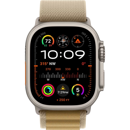 Apple Watch Ultra 2 GPS + Cellular 49mm Natural Titan. Case w. Tan Alpine Loop - Medium (MX4F3)