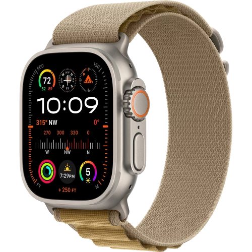 Apple Watch Ultra 2 GPS + Cellular 49mm Natural Titan. Case w. Tan Alpine Loop - Medium (MX4F3)