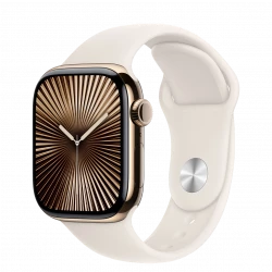 Apple Watch Series 10 GPS + Cellular 42mm Gold Titanium Case w. Starlight Sport Band - S/M (MX063)