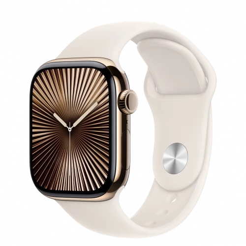 Apple Watch Series 10 GPS + Cellular 42mm Gold Titanium Case w. Starlight Sport Band - M/L (MX073)