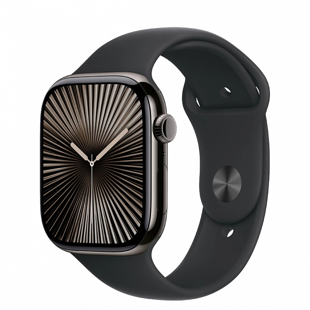 Apple Watch Series 10 GPS + Cellular 46mm Slate Titanium Case w. Black Sport Band - S/M (MWYD3)