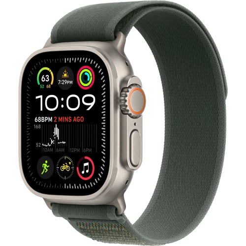 Apple Watch Ultra 2 GPS + Cellular 49mm Natural Titan. Case w. Green Trail Loop - S/M (MYT73+MXTN3)