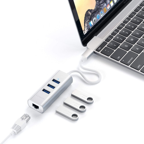 Satechi Type-C 2-in-1 USB Hub with Ethernet Silver (ST-TC2N1USB31AS)