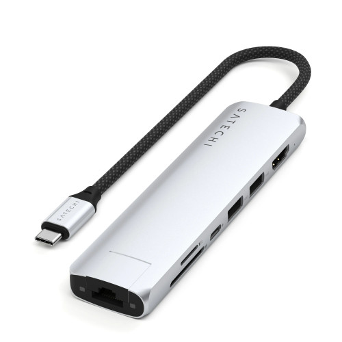 Satechi 7-in-1 USB-C Slim Multiport Adapter with Ethernet Silver (ST-P7SS)