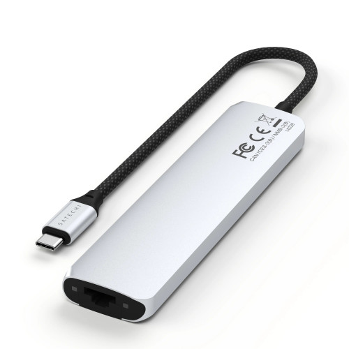 Satechi 7-in-1 USB-C Slim Multiport Adapter with Ethernet Silver (ST-P7SS)