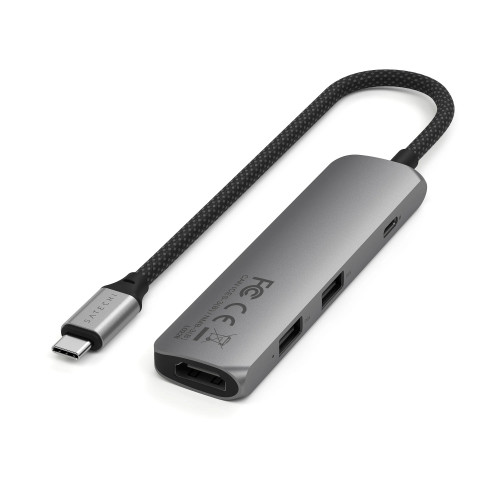 Satechi 4-in-1 USB-C Slim Multiport Adapter 4K Space Grey (ST-P4SM)