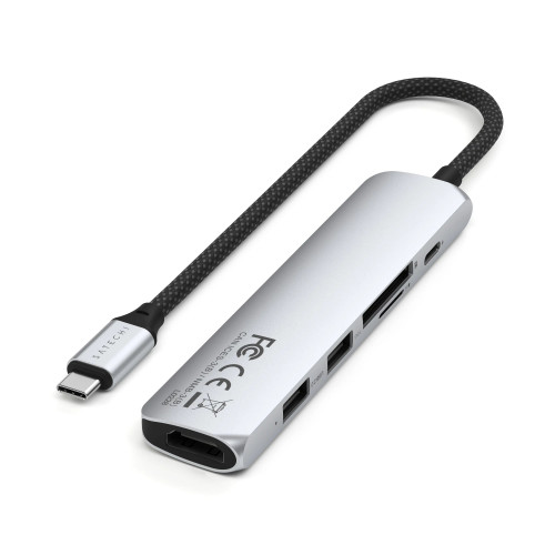 Satechi 6-in-1 USB-C Slim Multiport Adapter Silver (ST-P6SS)