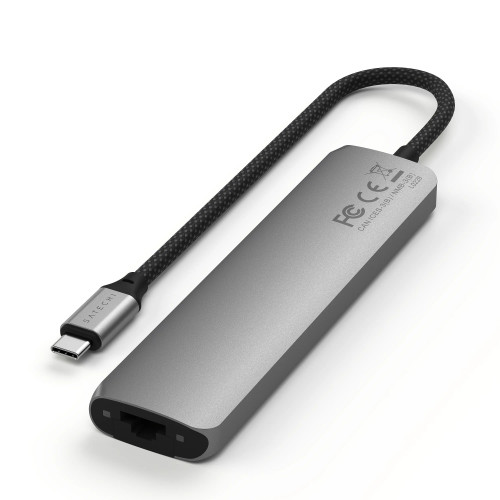 Satechi 7-in-1 USB-C Slim Multiport Adapter with Ethernet Space Grey (ST-P7SM)