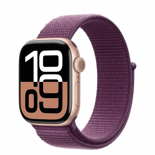 Apple Watch Series 10 GPS + Cellular 42mm Rose Gold Aluminum Case w. Plum S. Loop (MWXC3)