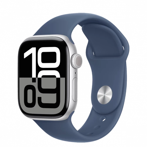 Apple Watch Series 10 GPS + Cellular 42mm Silver Alu. Case w. Denim Sport Band - M/L (MWX43)