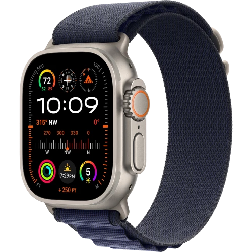 Apple Watch Ultra 2 GPS + Cellular 49mm Natural Titan. Case w. Navy Alpine Loop - Large (MYT33+MXN03)