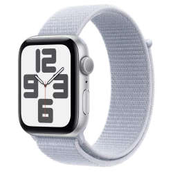 Apple Watch SE 2 GPS 44mm Silver Aluminium Case w. Blue Cloud Sport Loop (MXET3)