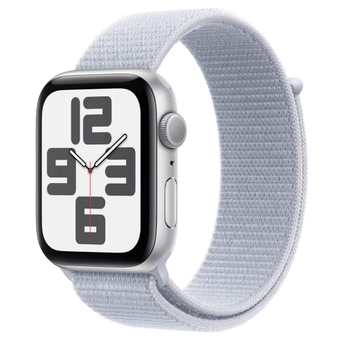 Apple Watch SE 2 GPS 44mm Silver Aluminium Case w. Blue Cloud Sport Loop (MXET3)