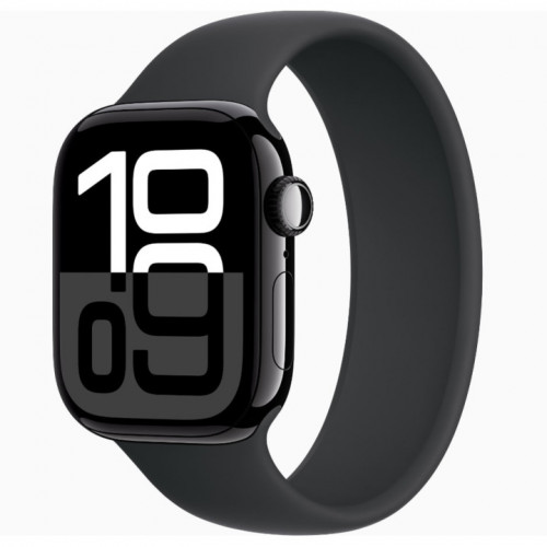 Apple Watch Series 10 GPS 42mm Jet Black Aluminum Case w. Black Solo Loop Size 7 (MWWX3+MY7W3)